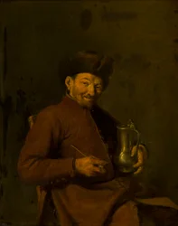 Alter Mann mit Krug und Pfeife